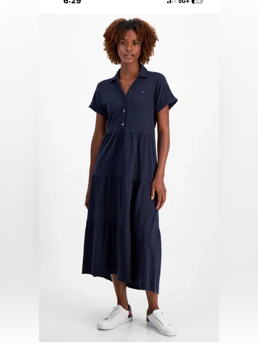 Tommy Hilfiger Navy Polo-Tiered Maxi Dress